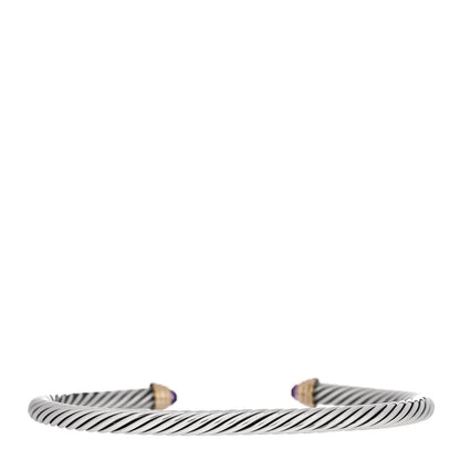 David Yurman Sterling Silver 14K Yellow Gold Amethyst 4mm Cable Kids Bracelet 2 of 4