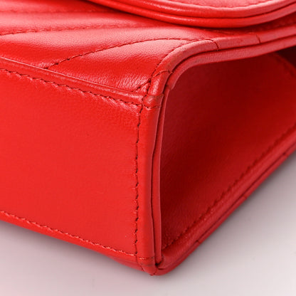 Chanel Lambskin Chevron Quilted Mini Trendy CC Chain Wallet Red 9 of 9