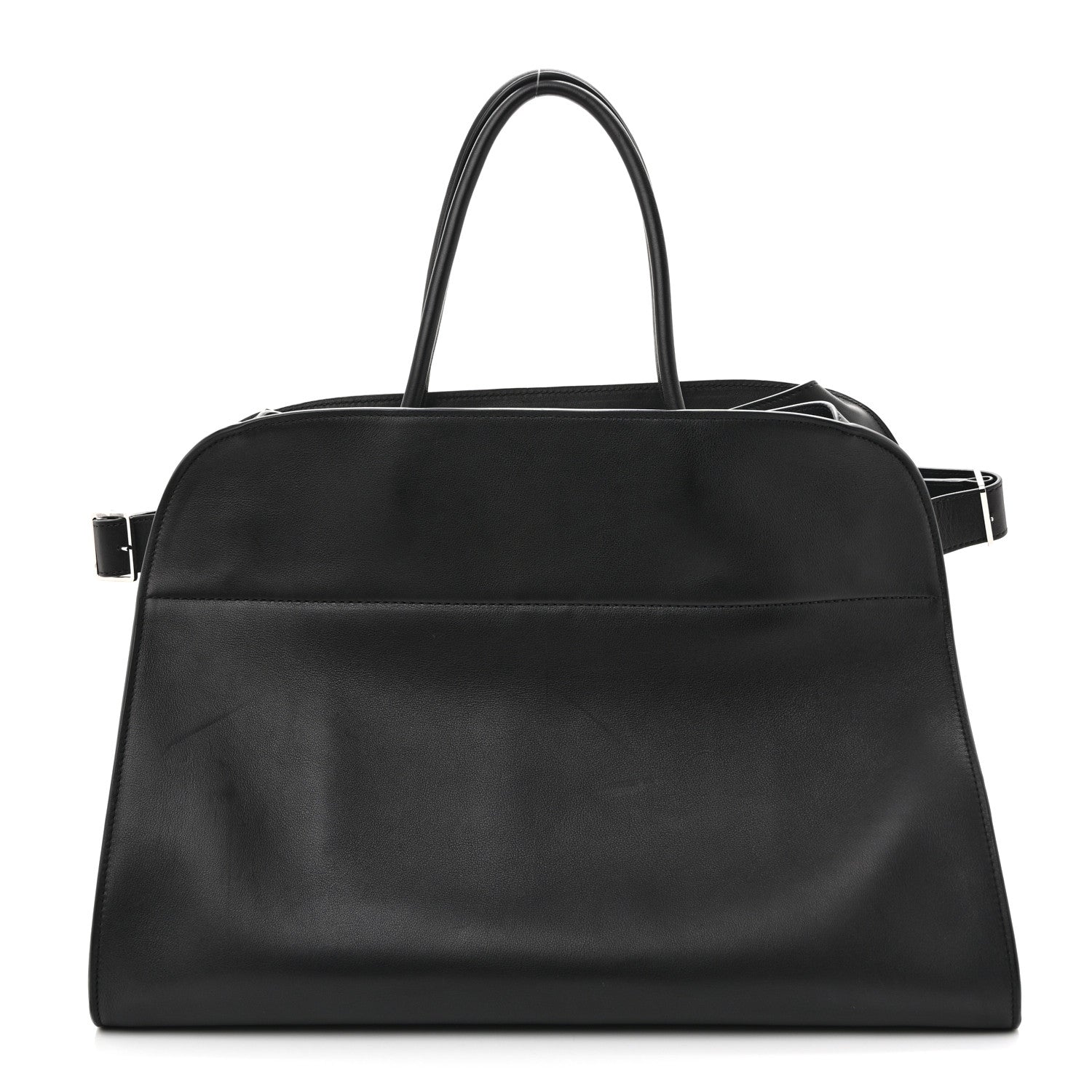The Row Polished Saddle Calfskin Soft Margaux 17 Black 1 of 12