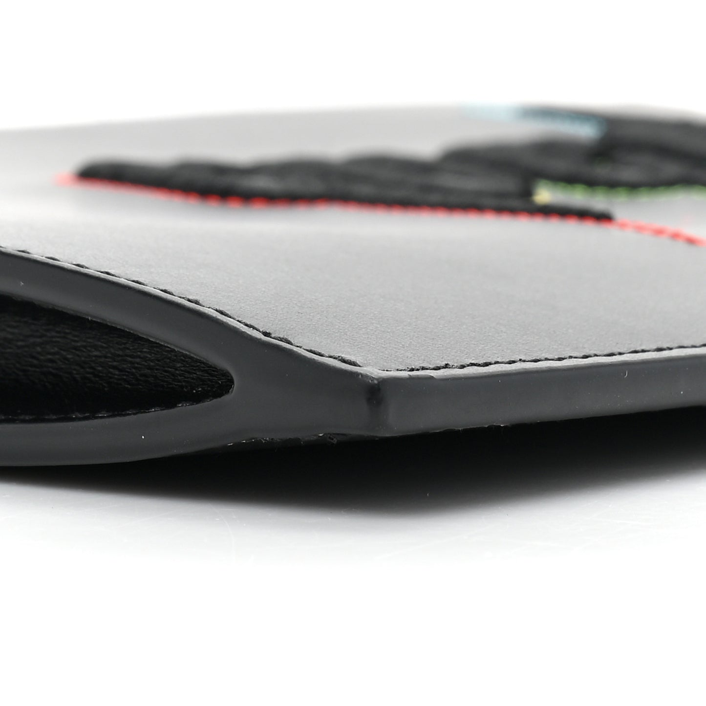 Calfskin Blade Embroidered Zip Pouch Black