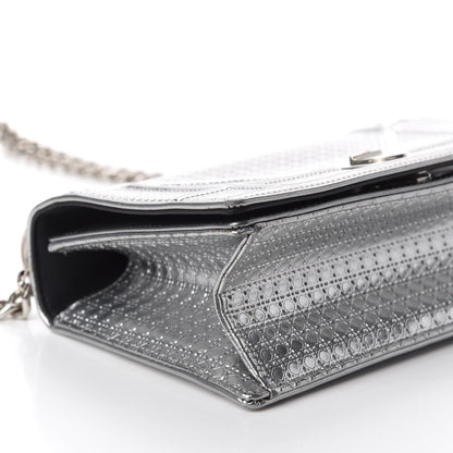 Christian Dior Metallic Patent Micro-Cannage Small Diorama Flap Bag Silver 5 of 8