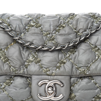 Chanel Nylon Quilted Medium Tweed on Stitch Bubble Flap Grey 9 of 9