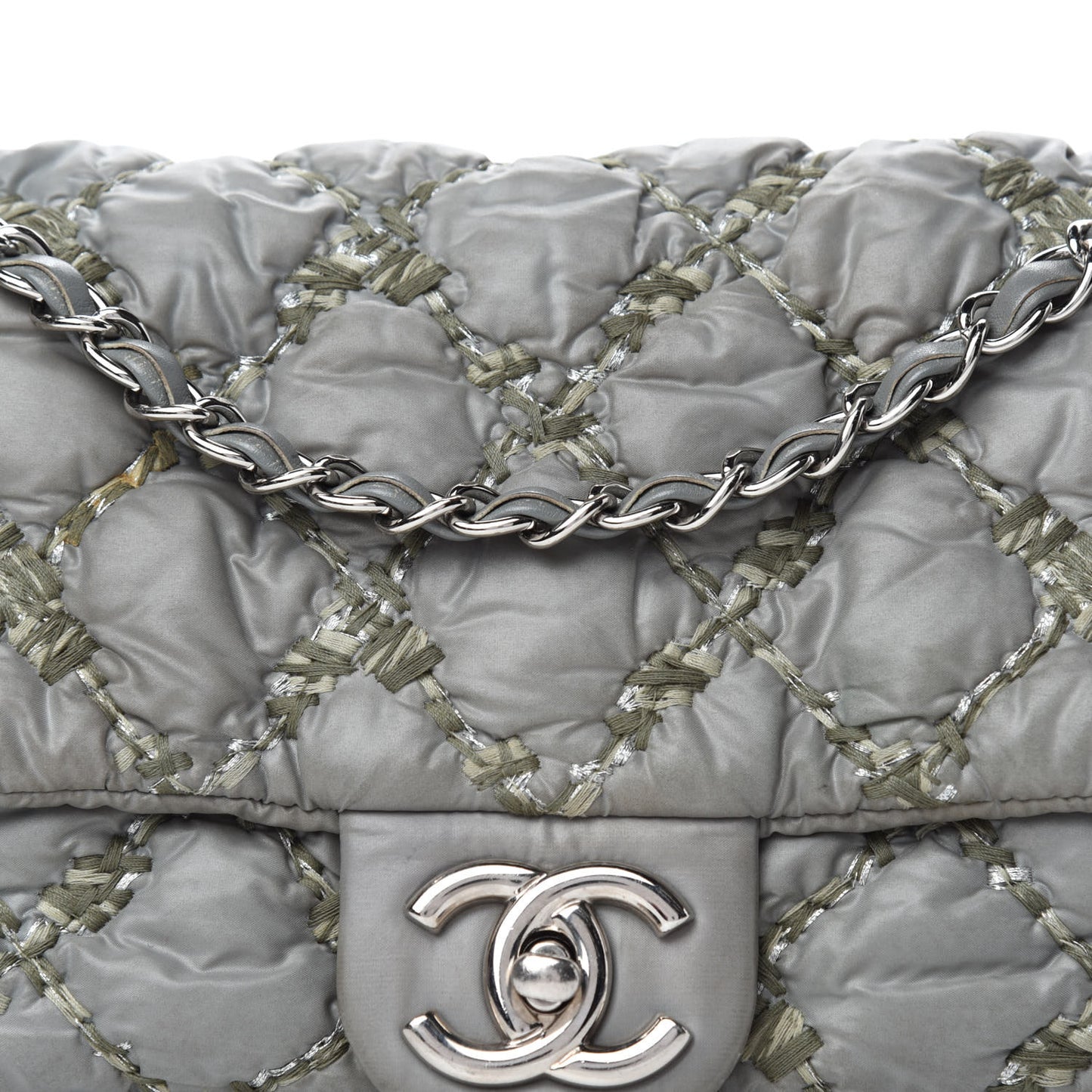 Nylon Quilted Medium Tweed on Stitch Bubble Flap Grey