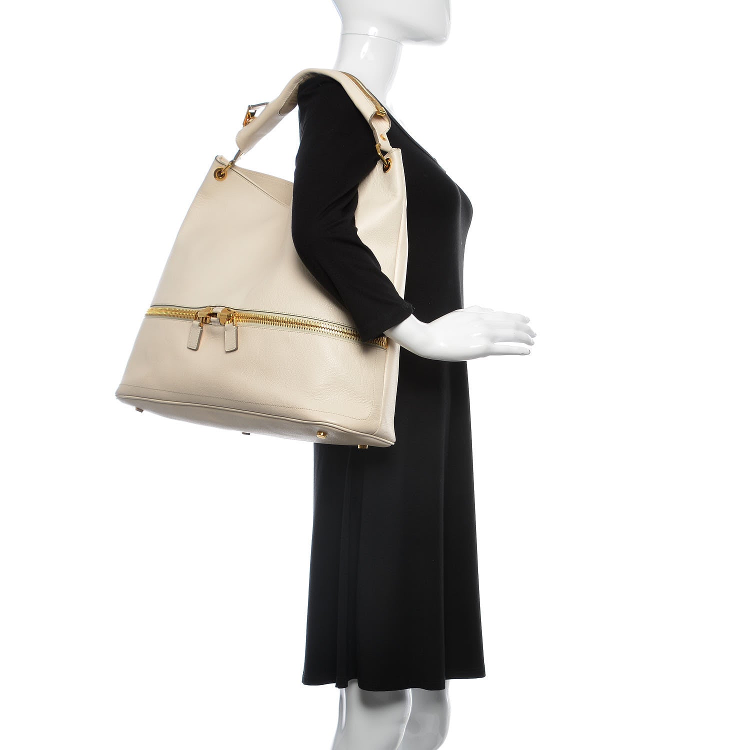 Tom Ford Vendome Calfskin Nina Utiity Hobo Ivory 2 of 8