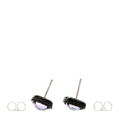 David Yurman Sterling Silver Diamond Black Orchid 9mm Chatelaine Bezel Earrings 3 of 4