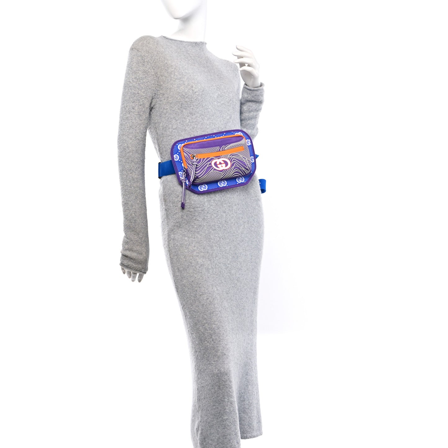 Jersey GG Monogram All Over Sporty Belt Bag Grey White Multicolor