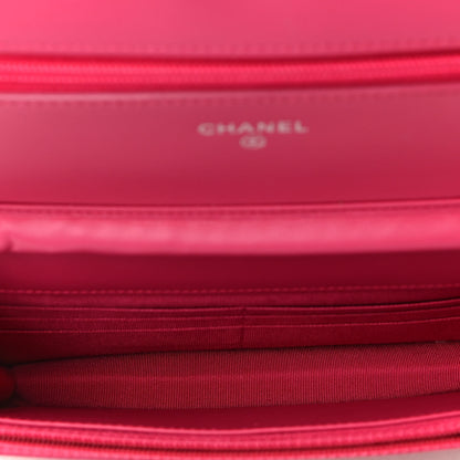 Chanel Patent Calfskin Quilted Reissue Wallet On Chain WOC Pink 4 of 4