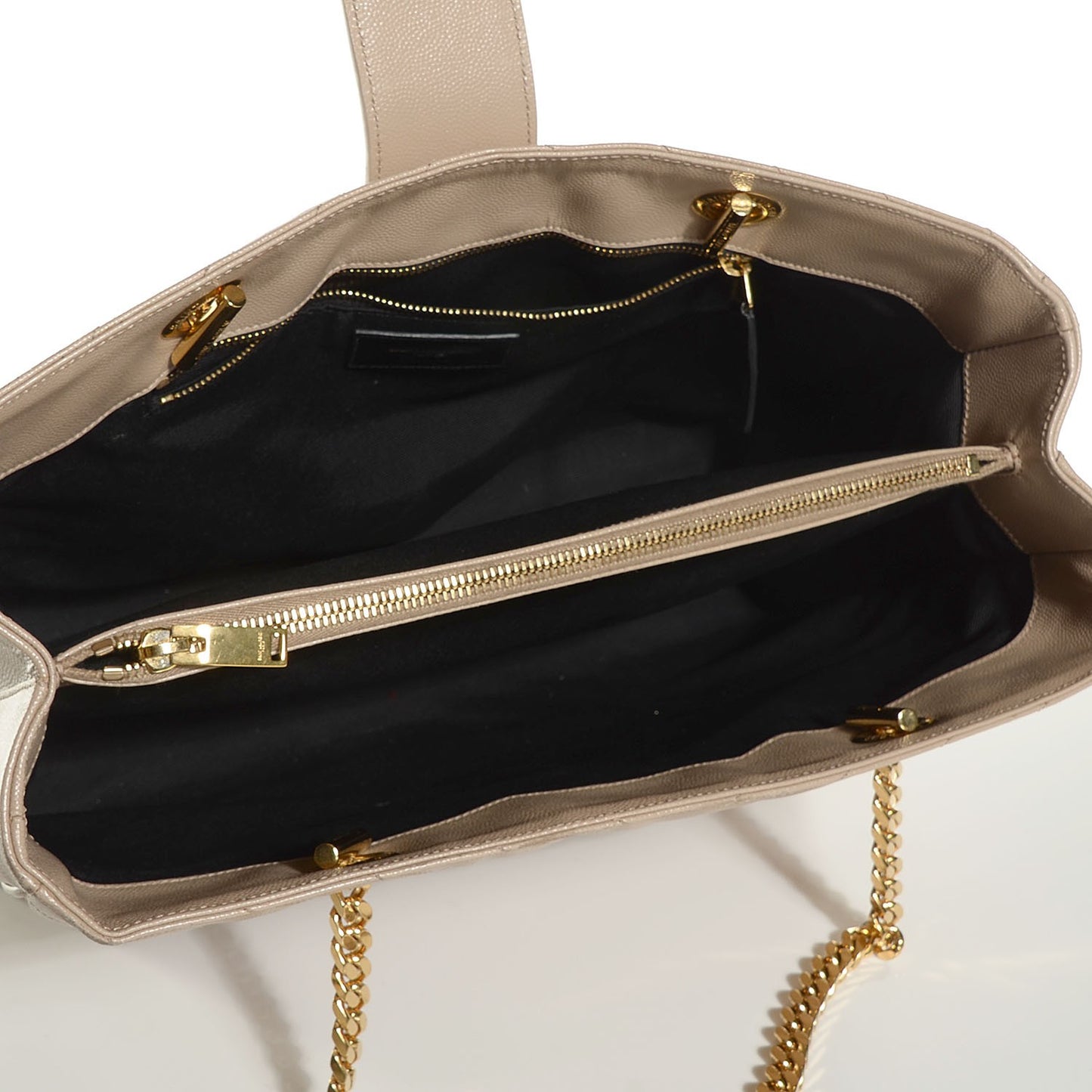 Grain De Poudre Matelasse Chevron Monogram Shopping Bag Dark Beige