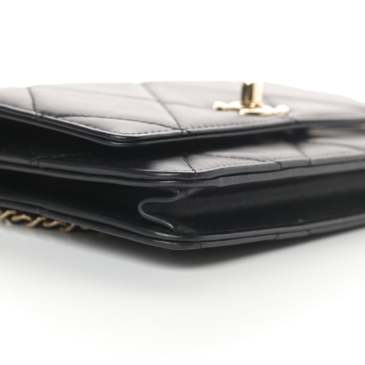 Lambskin Quilted Trendy CC Wallet On Chain WOC Black