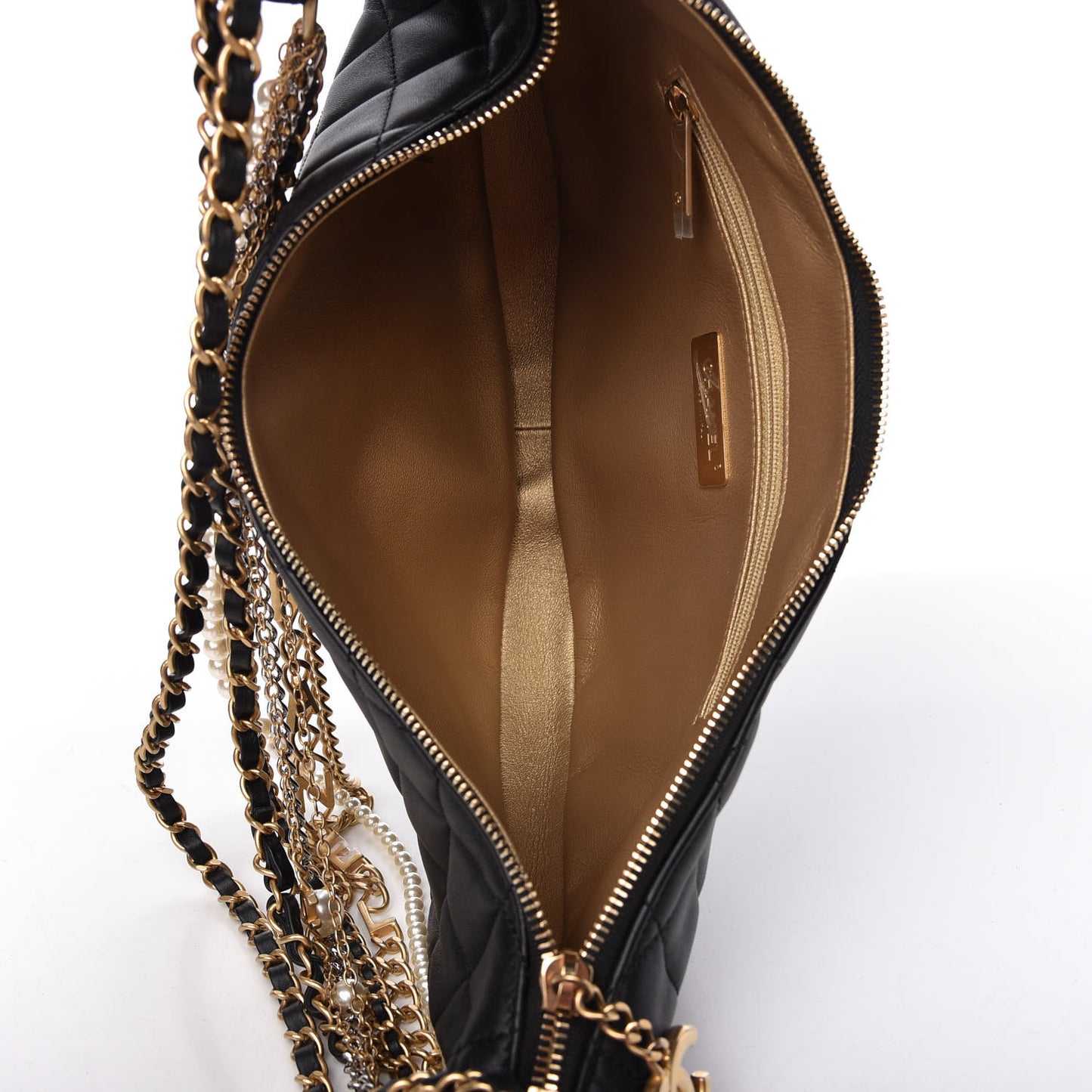Lambskin Quilted All About Chains Hobo Black