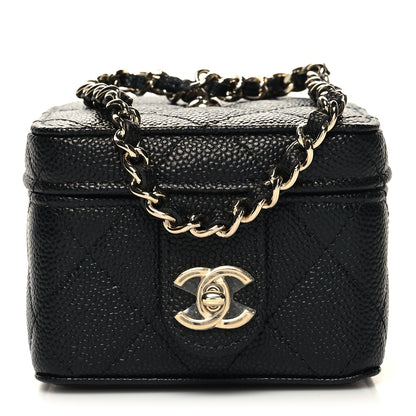Chanel Caviar Quilted Mini Vanity Wrist Case With Chain Black 1 of 12
