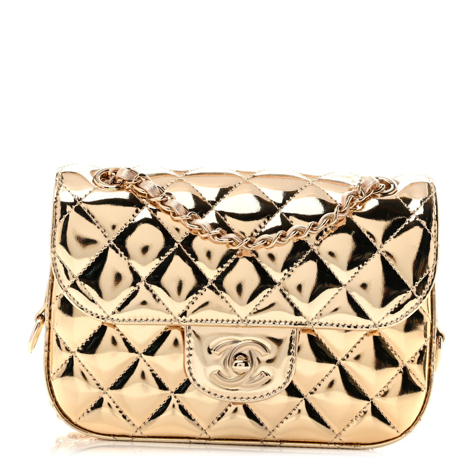 Chanel Mirror Calfskin Metallic Calfskin Quilted Hollywood Boulevard Mini Flap With Star Coin Purse Gold 1 of 12