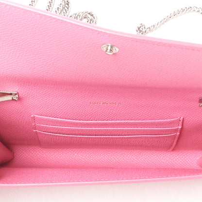 Balenciaga Signature Grained Calfskin Logo Ville Wallet on Chain Bubble Gum Black 7 of 9