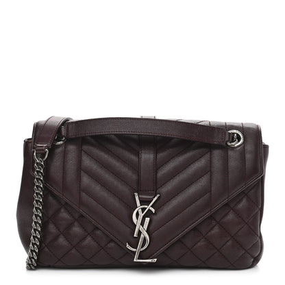 Saint Laurent Sheepskin Tri-Quilt Monogram Medium College Bag Bordeaux 1 of 14