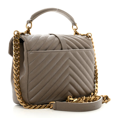 Saint Laurent Sheepskin Matelasse Chevron Monogram Medium College Bag Greyish Brown 3 of 11
