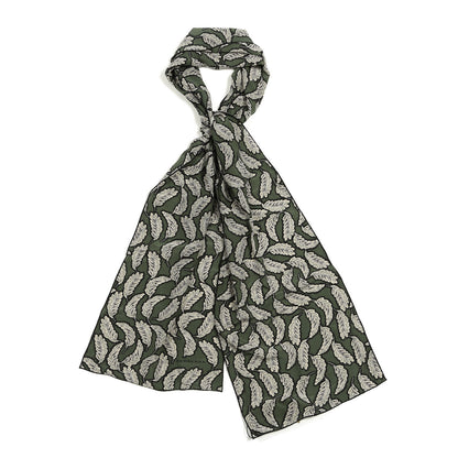 Burberry Silk Leaf Print Scarf Dusty Green 1 of 4