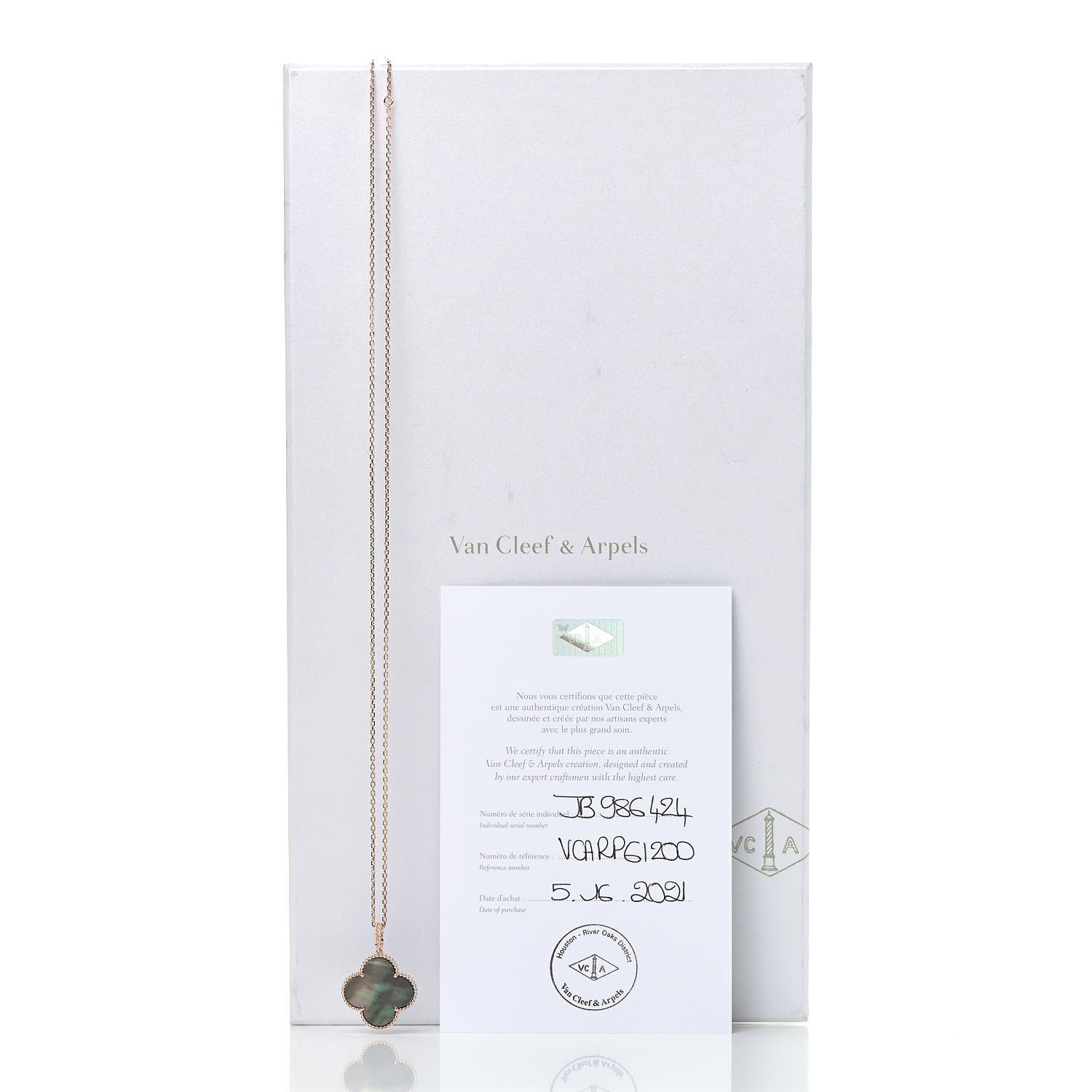 Van Cleef & Arpels 18K Rose Gold Gray Mother of Pearl Magic Alhambra Long Necklace 6 of 6
