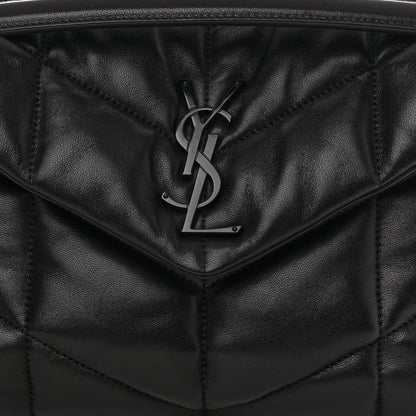 Saint Laurent Lambskin Quilted Monogram Monochrome Small Loulou Puffer Chain Satchel Black 9 of 12