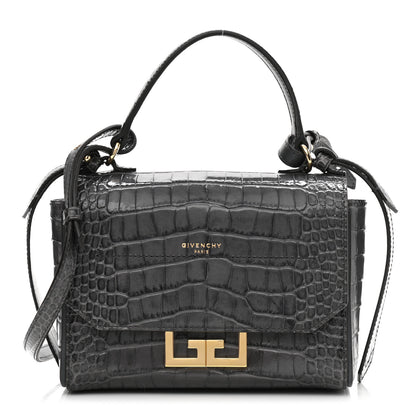 Givenchy Calfskin Crocodile Embossed Eden Mini Top Handle Storm Grey 1 of 10