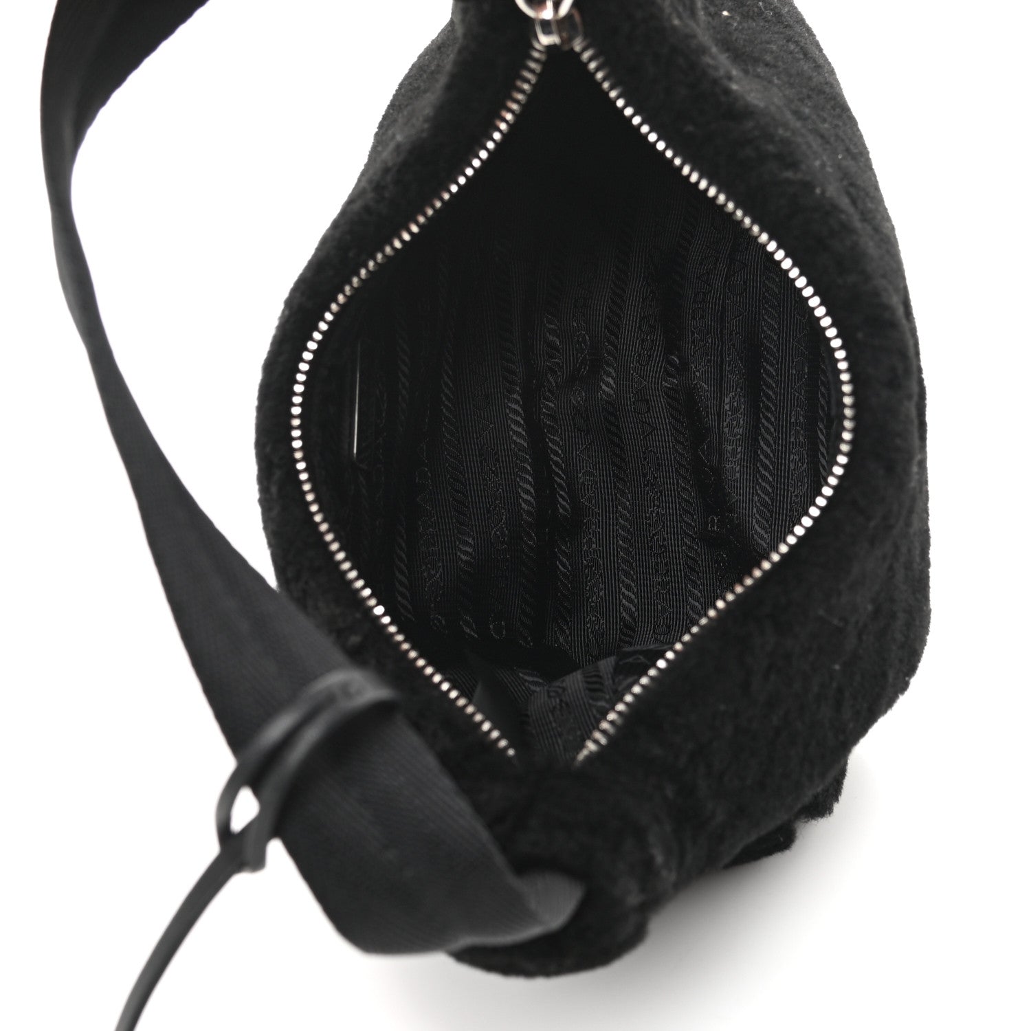 Prada Shearling Mini Re-Edition 2000 Bag Black 5 of 10