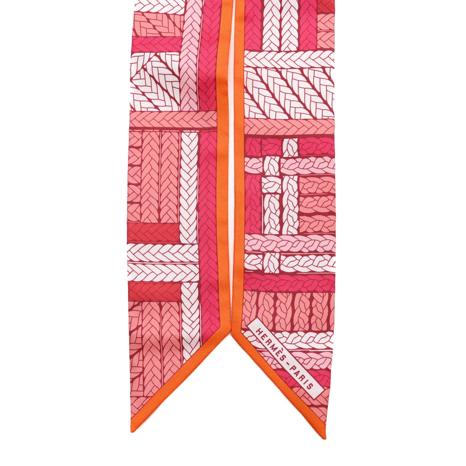 Hermes Silk Tresses H Twilly Rose Vif Orange White 2 of 4