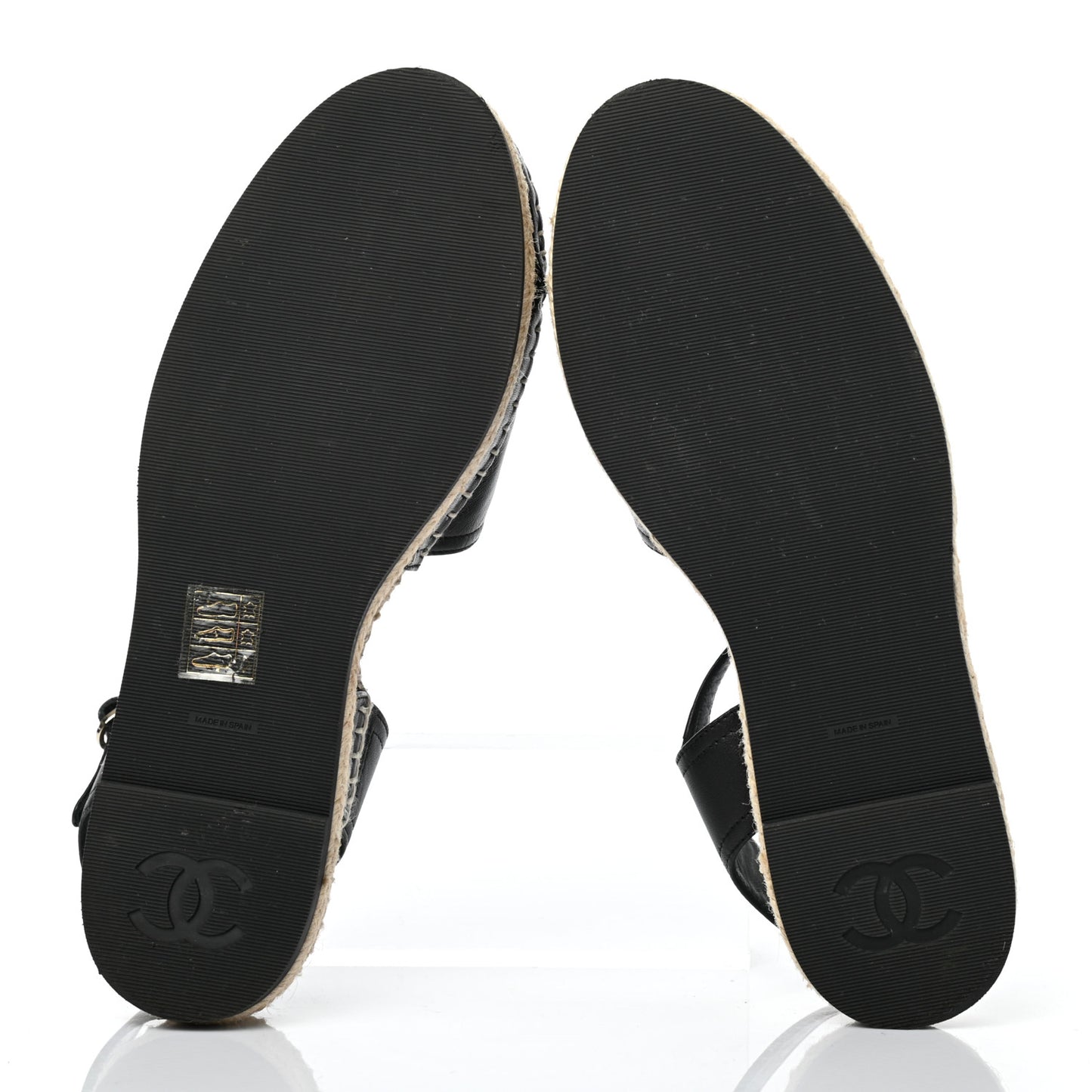 Lambskin Cap Toe CC Espadrille Sandals 38 Black