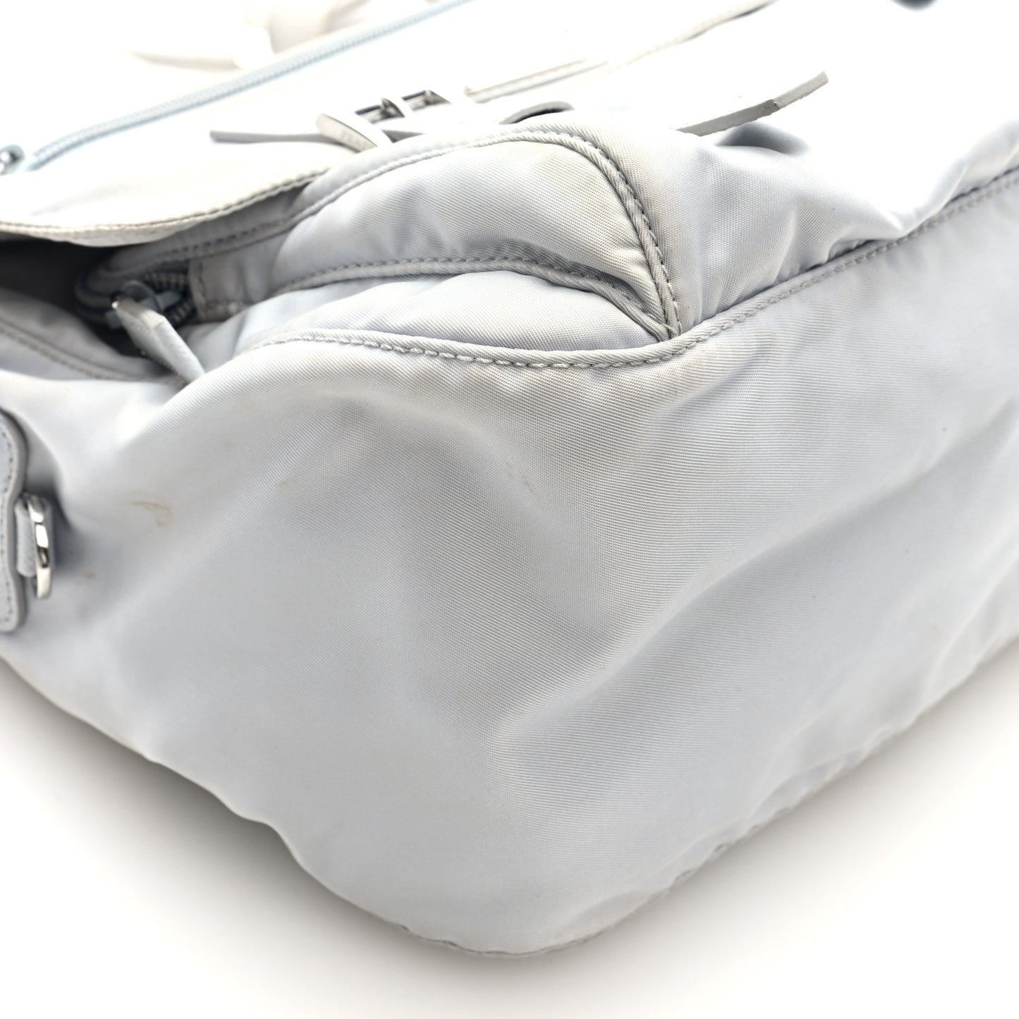 Re-Nylon Vela Saffiano Pocket Double Buckle Messenger Shoulder Bag Fiordaliso