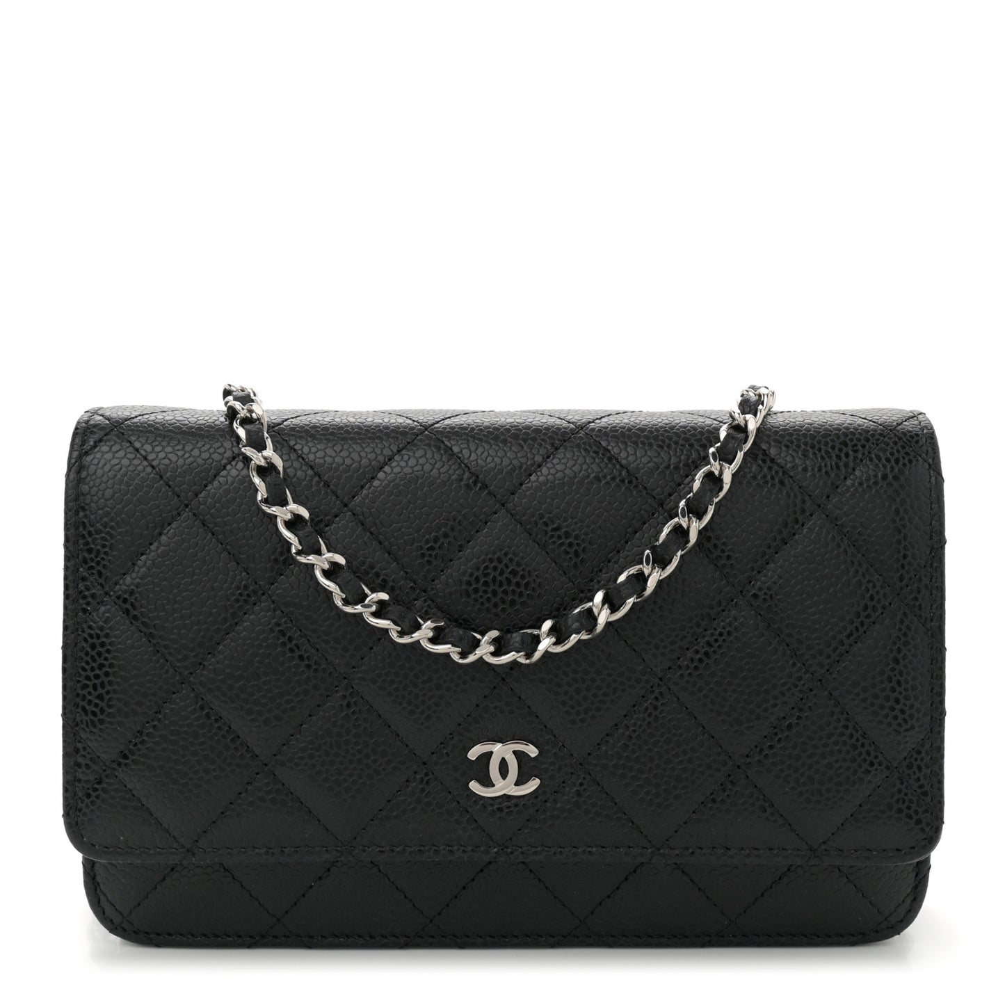 Caviar Quilted Wallet on Chain WOC Black