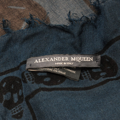 Alexander McQueen Modal Cashmere Skull Scarf Blue 4 of 5