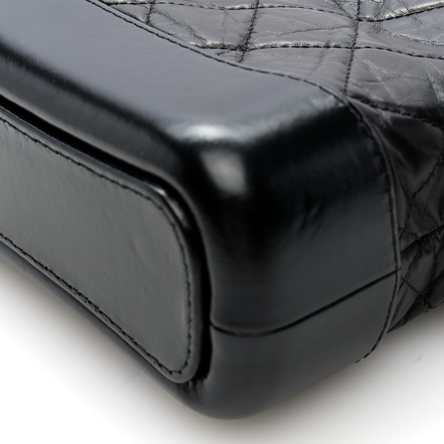 Aged Calfskin Quilted Small Gabrielle Hobo Black