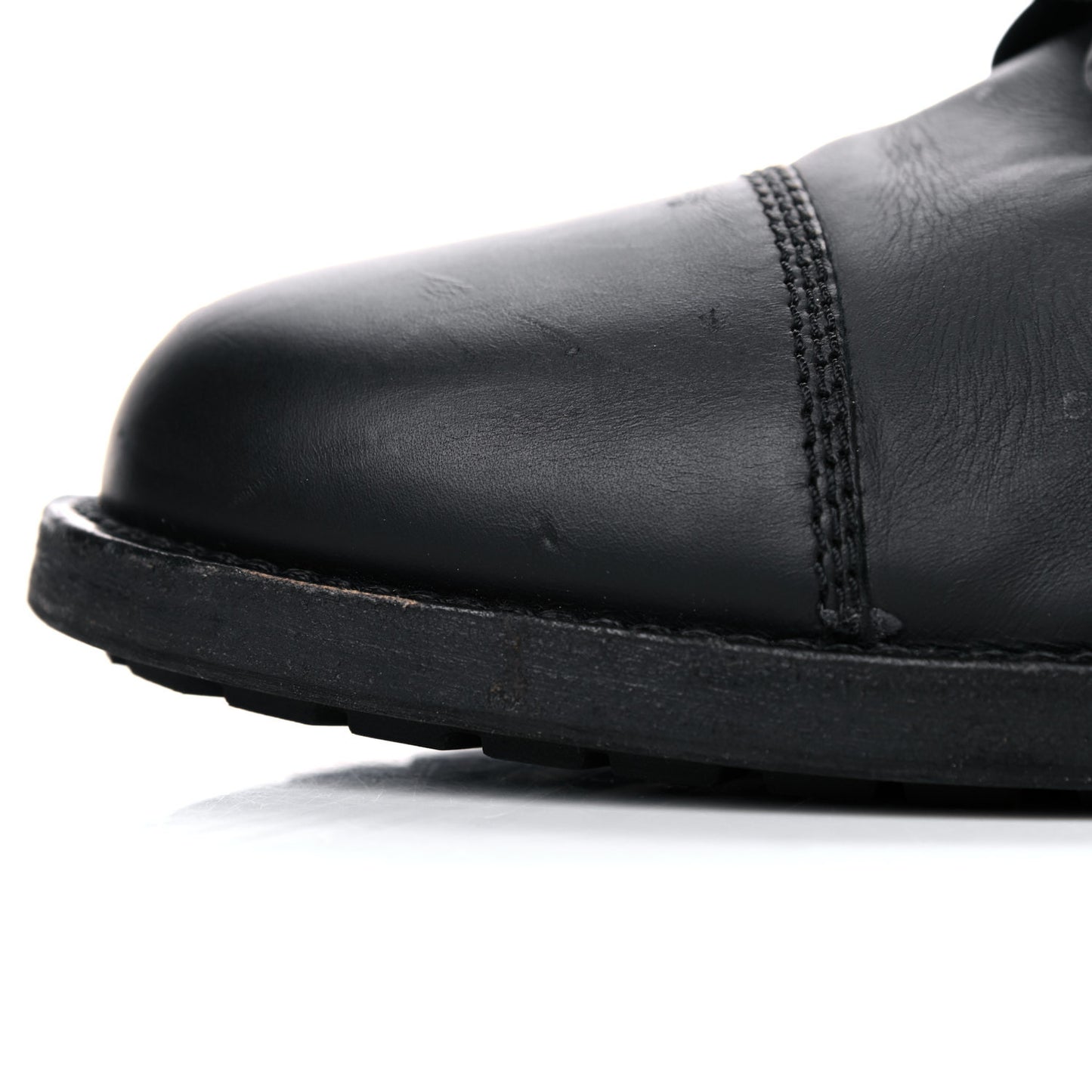 Calfskin Quilted Lace Up Combat Boots 40.5 Black