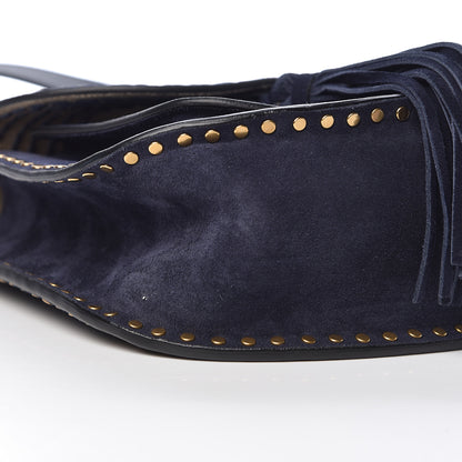 Chloe Suede Calfskin Braided Small Hudson Shoulder Bag Full Blue 9 of 12