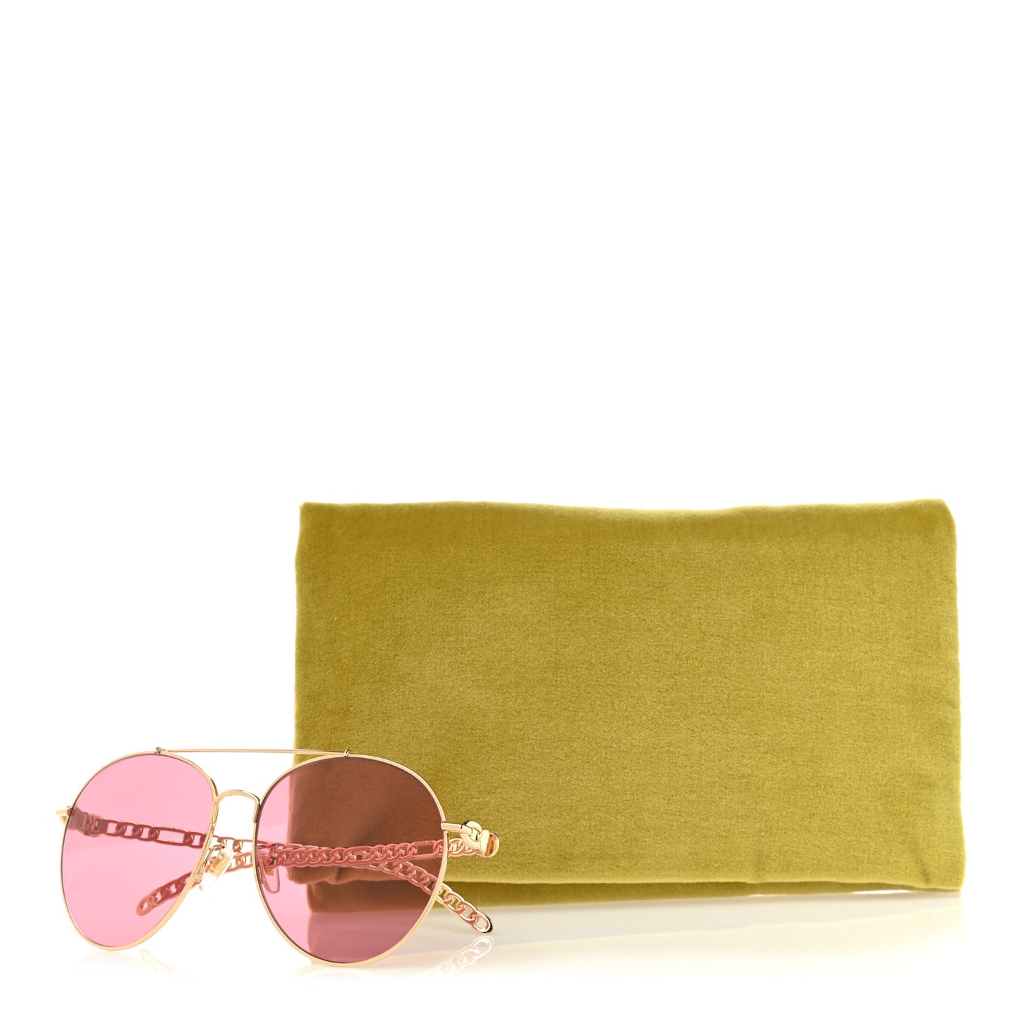 Aviator Charm Chain GG0725S Sunglasses Gold Pink
