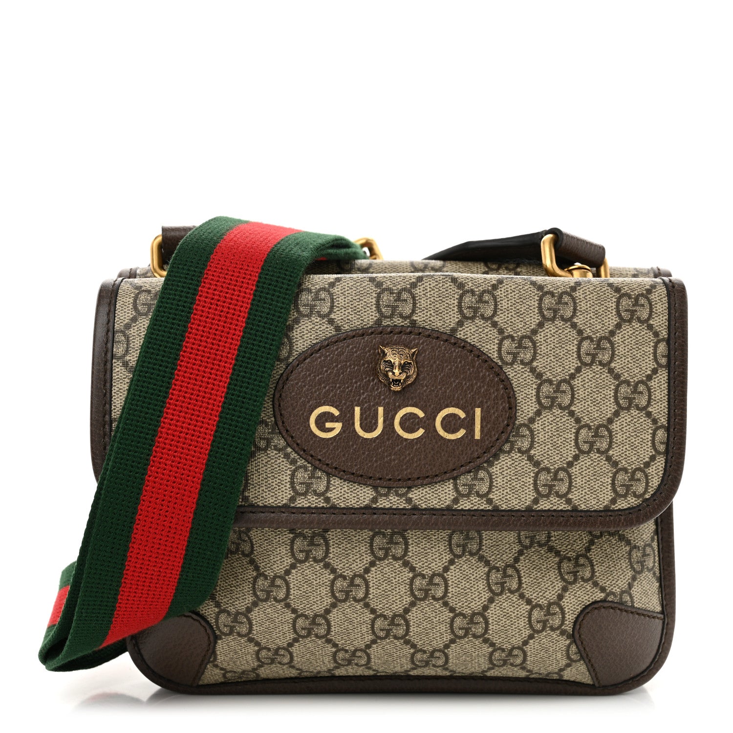 Gucci GG Supreme Monogram Web Small Neo Vintage Double Flap Messenger Bag Beige New Acero 1 of 12
