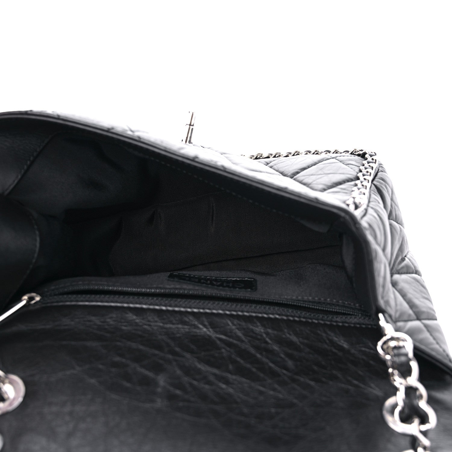 Chanel Crumpled Calfskin Medium Chain All Over Flap Black 5 of 9
