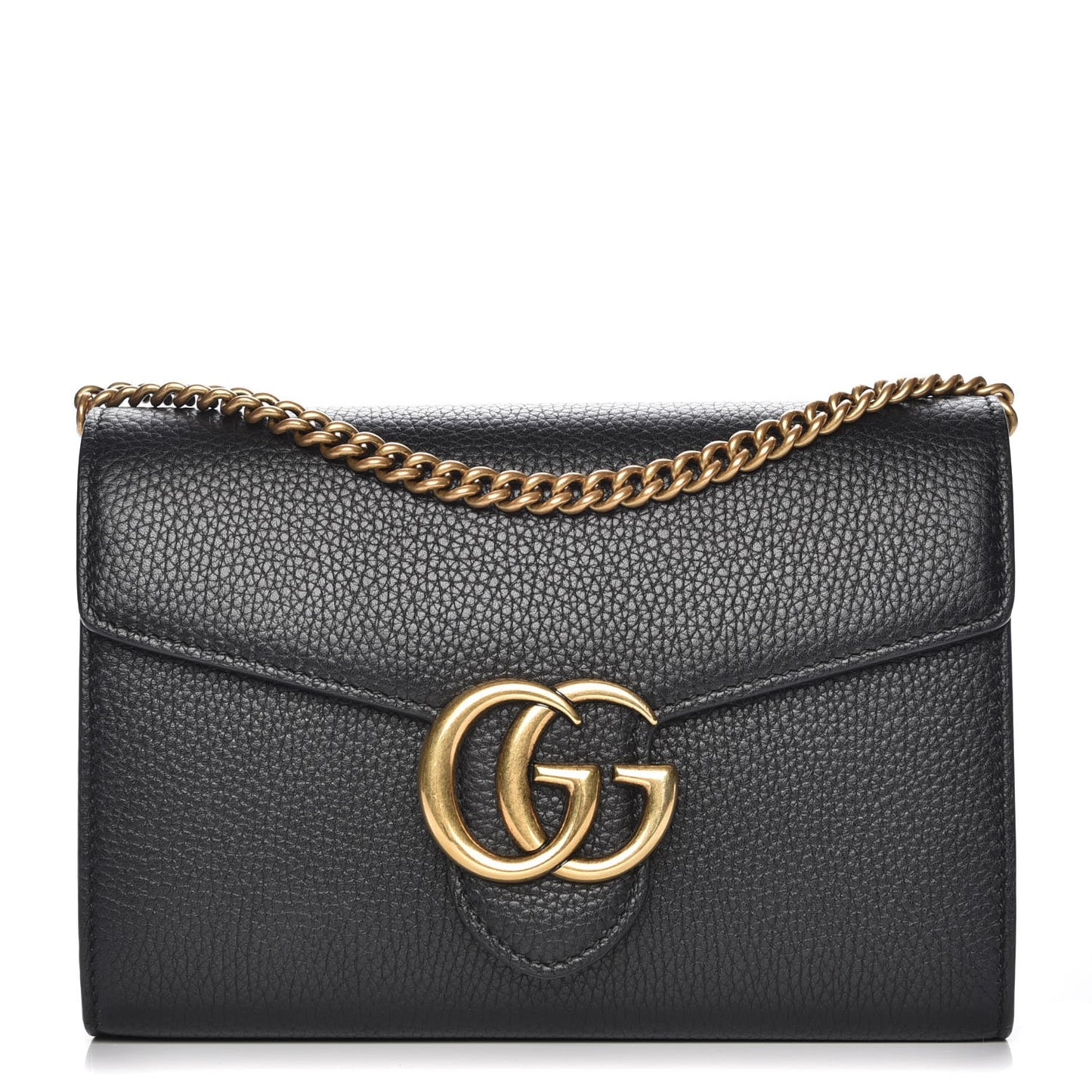 Calfskin GG Marmont Chain Wallet Black