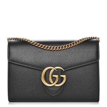 Gucci Calfskin GG Marmont Chain Wallet Black 1 of 8