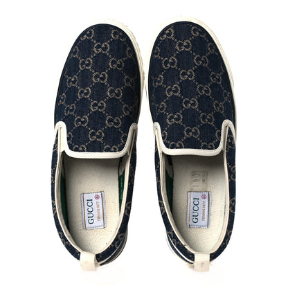 Gucci New Denim GG Monogram Mens 1977 Tennis Slip On Sneakers 8.5 Blue Tea Mystic White 2 of 10