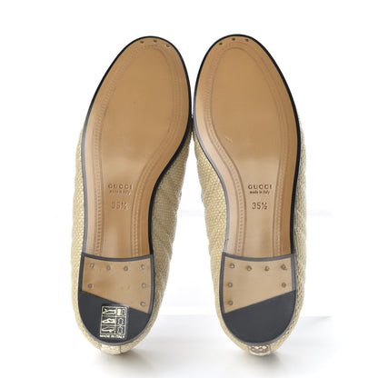 Gucci Raffia Elaphe Matelasse Horsebit Womens Jordaan Loafers 35.5 Natural Cream Brown 5 of 9