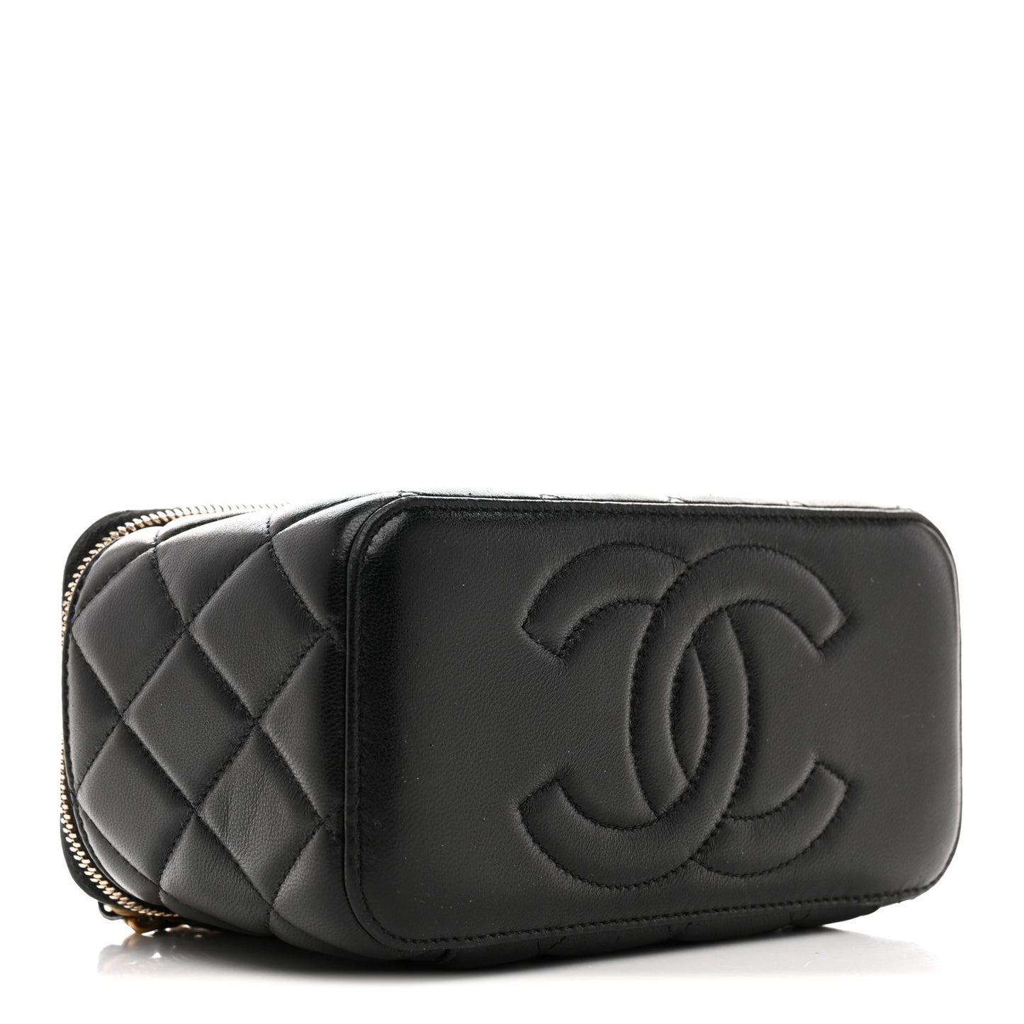 Lambskin Quilted Small CC Vanity Case Black