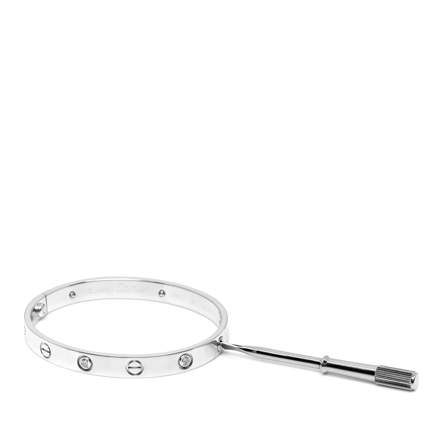 18K White Gold 6 Diamond LOVE Bracelet 16