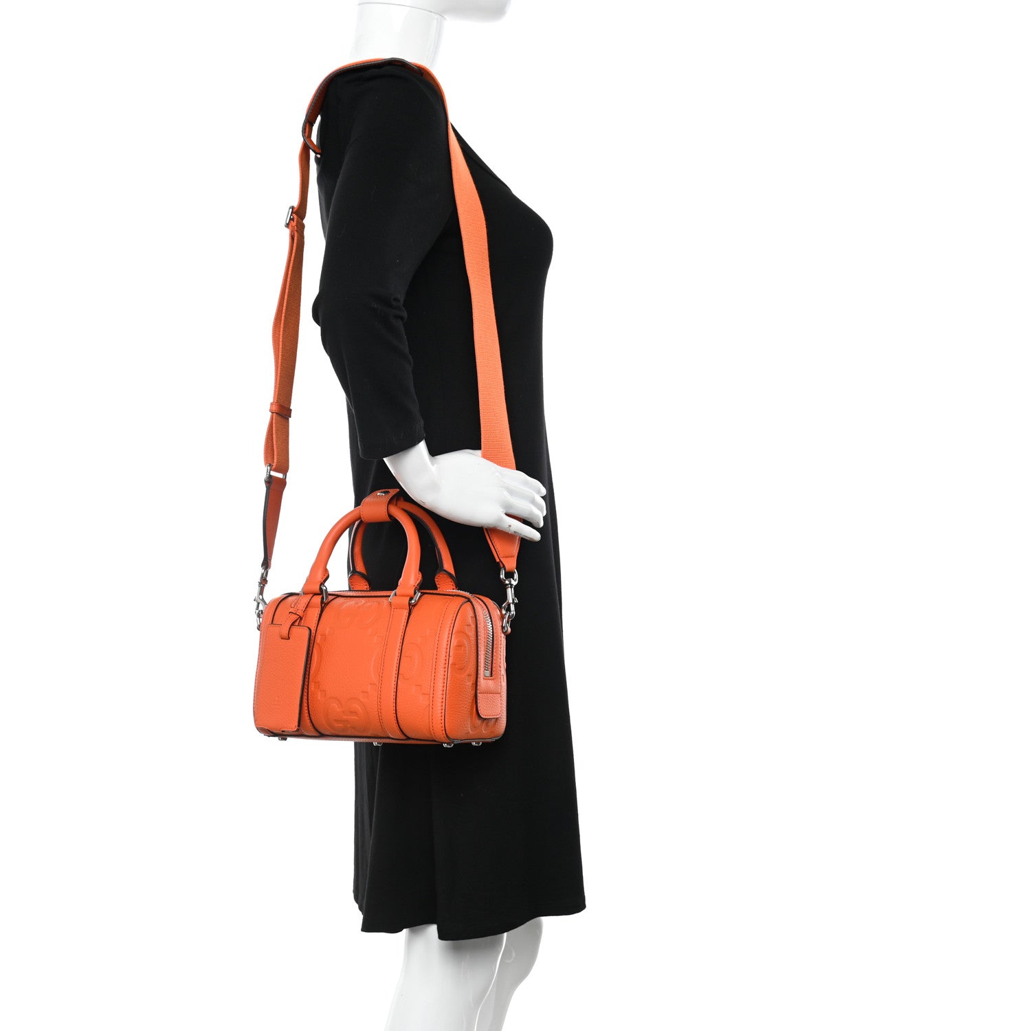 Gucci Piuma Calfskin Jumbo GG Embossed Mini Duffle Bag Good Orange 2 of 10
