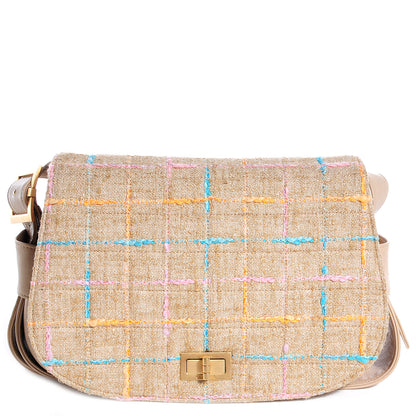 Chanel Tweed Mademoiselle Turn Lock Crossbody Bag Beige 1 of 8