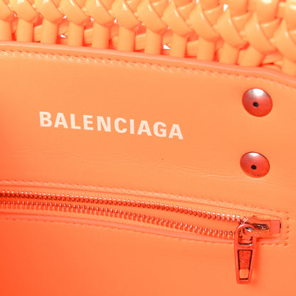 Balenciaga Varnished Faux Calfskin Braided XS Bistro Basket Fluo Orange 6 of 10