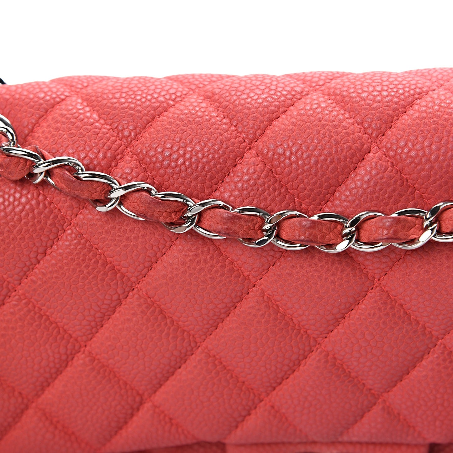 Iridescent Caviar Quilted Medium Double Flap Red