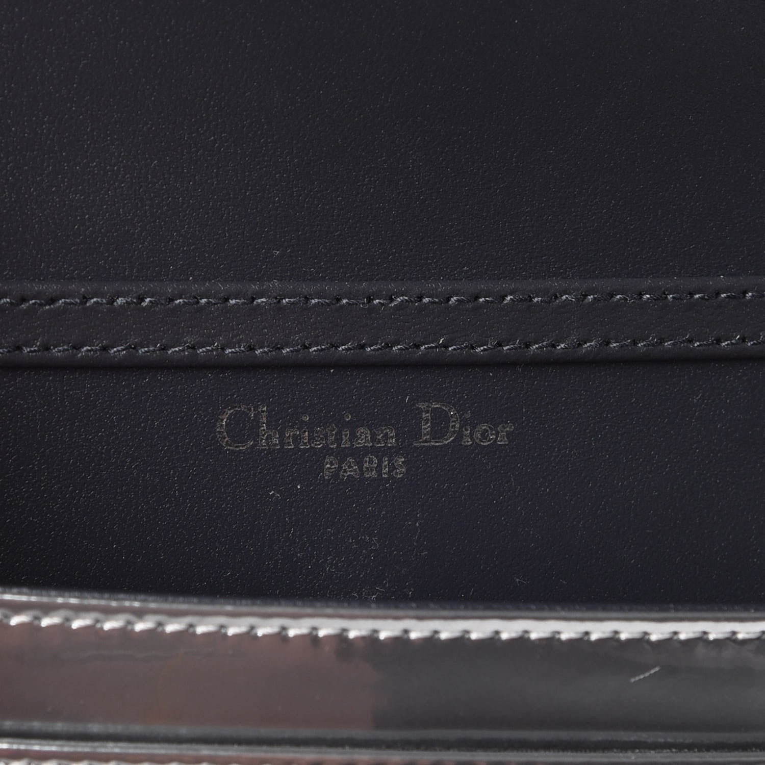 Christian Dior Metallic Patent Micro-Cannage Diorama Wallet on Chain Pouch Silver 10 of 11