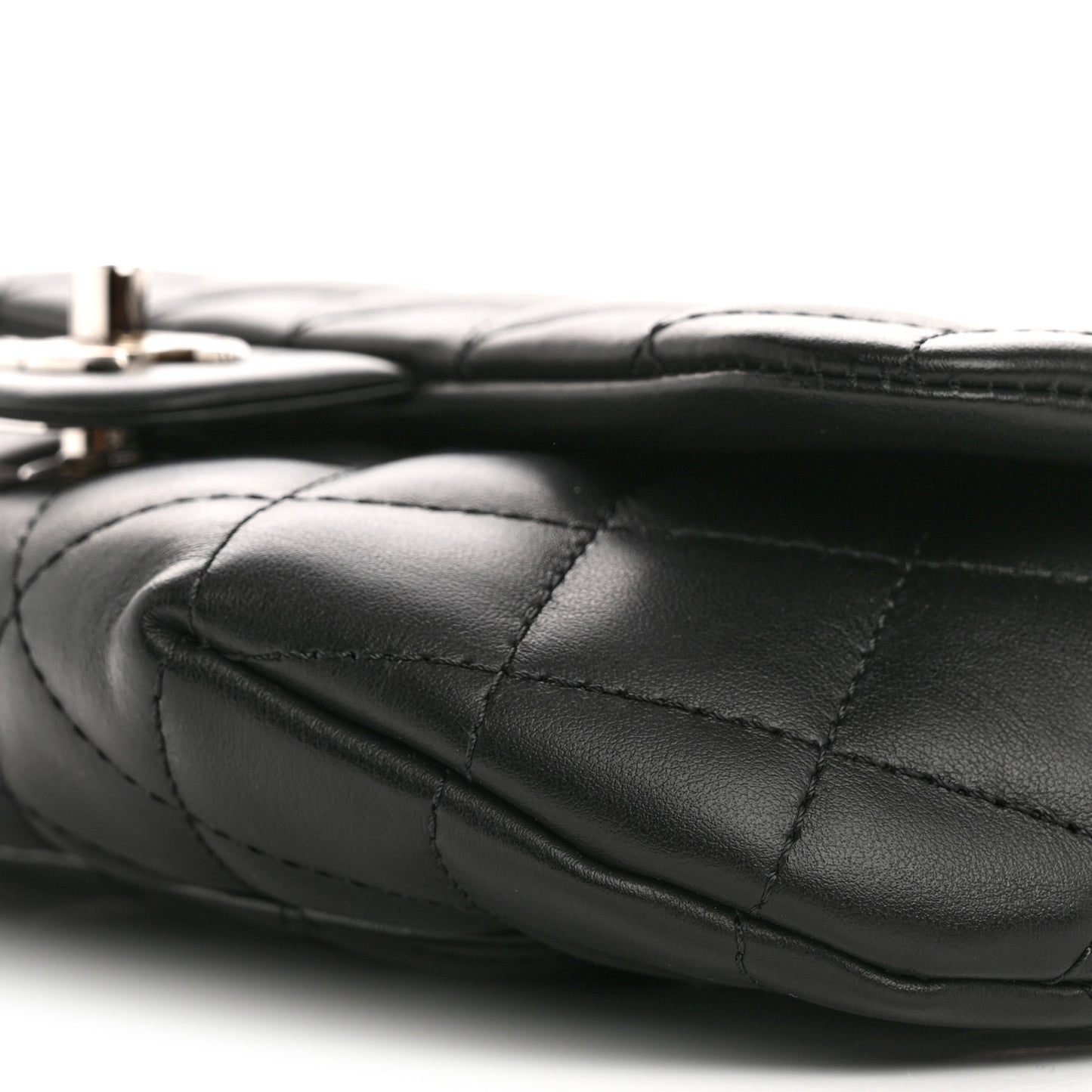 Calfskin Quilted CC Uniform Flap Belt Bag Black
