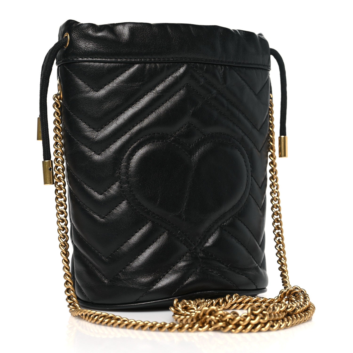 Gucci Calfskin Matelasse Mini GG Marmont 2.0 Bucket Bag Black 3 of 11