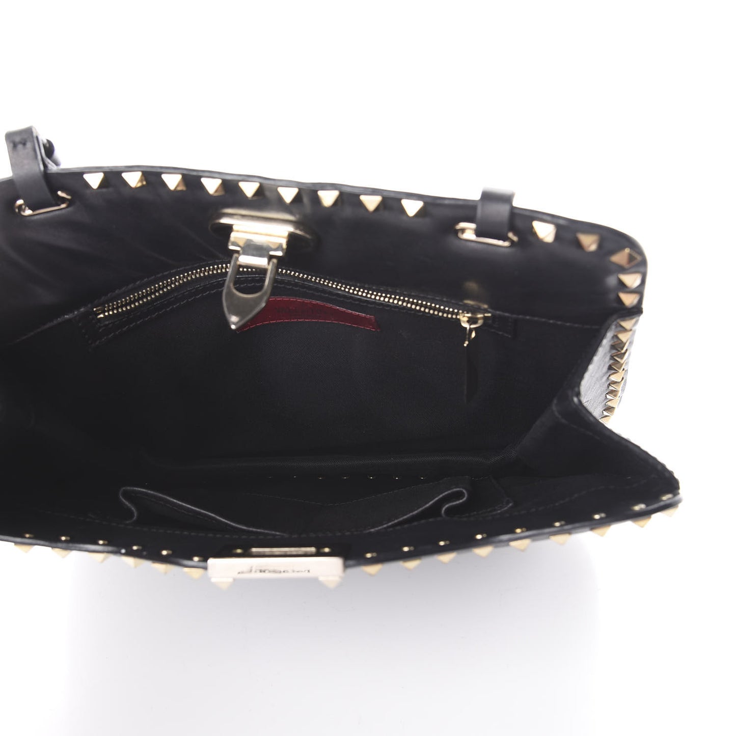 Vitello Rockstud Shoulder Satchel Black