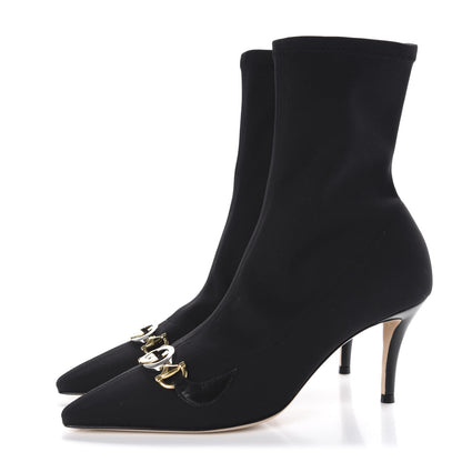 Gucci Fabric Zumi Stretch Mid Heel Ankle Boots 37.5 Black 3 of 9